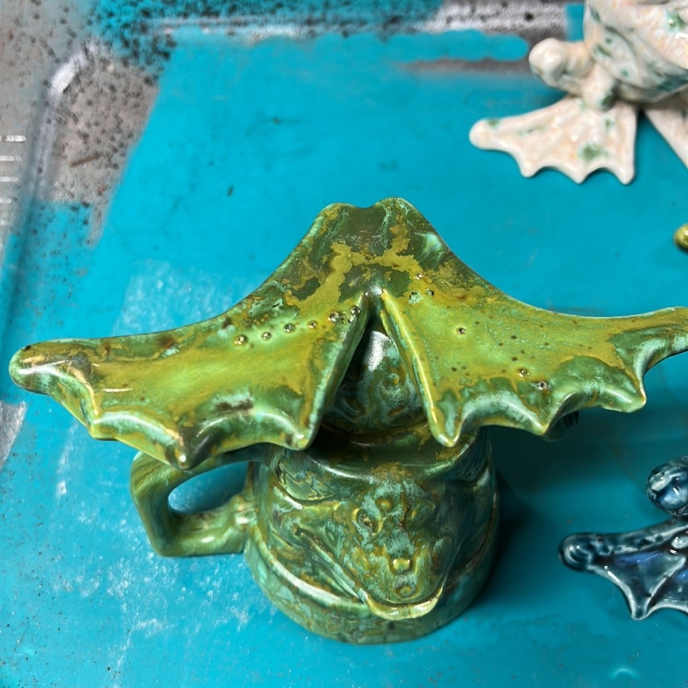 Set of 4 Ultra Rare Vintage Ceramic Toad Frog Mugs Coffee Cups - Picture 6 of 11